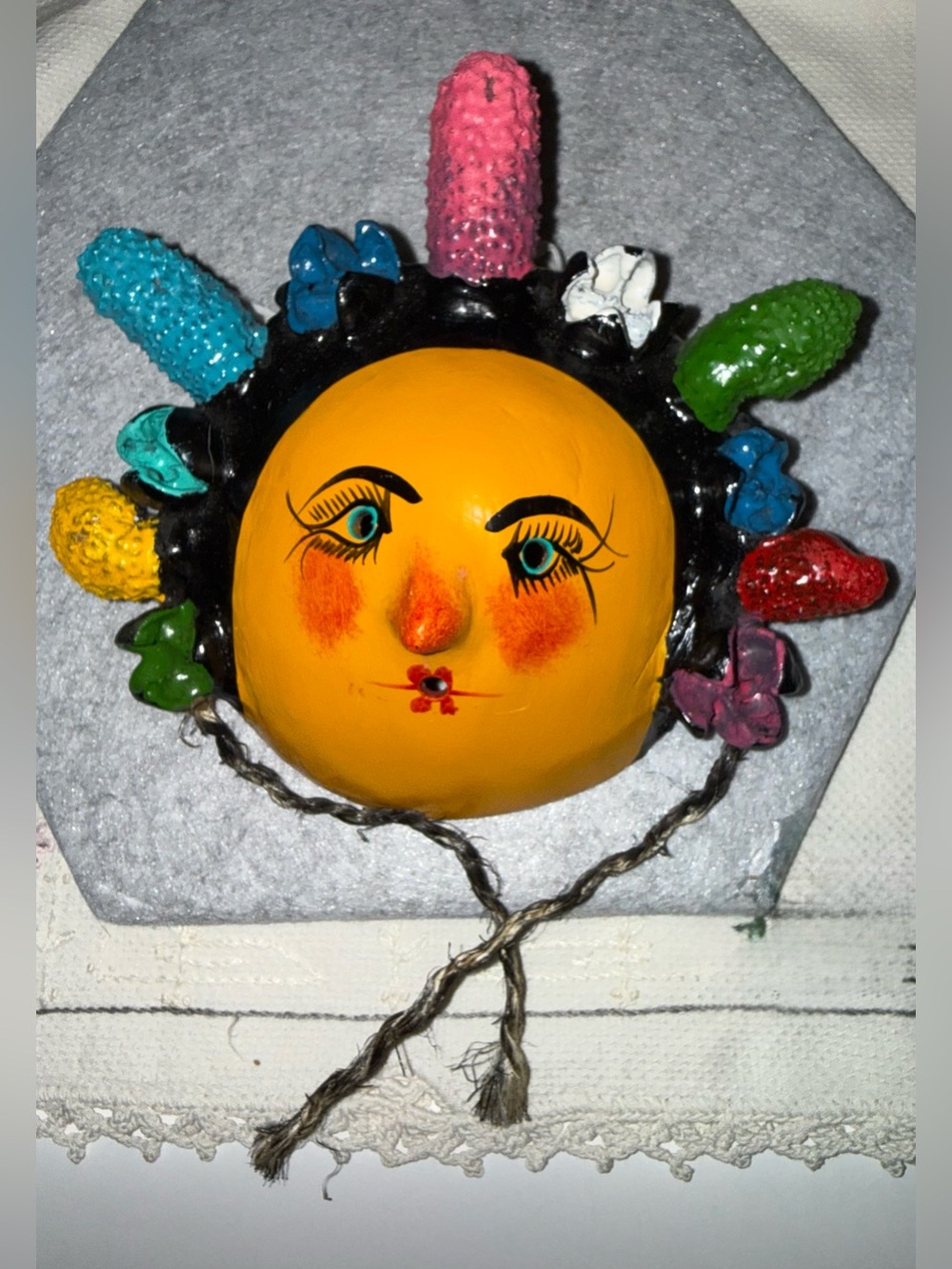 Mexican Painted coconut shell folk art 1980’s